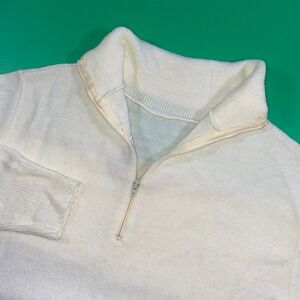 Vintage British Vogue Quarter Zip‎ Sweater Top Women's Pullover Ivory